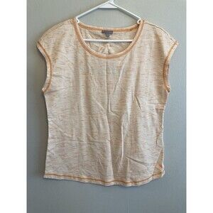 Talbots Women’s Top Sleeveless Tank Athletic Orange Striped Ruched Back Medium